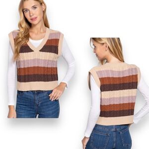 🔴2 for 40🔴 Active USA vest pullover sleeveless cable knit v-neck  S.